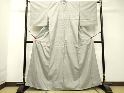 平和屋着物●本場結城紬　重要無形文化財　白鼠色　正絹　逸品　DAAS2375tw