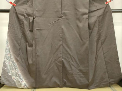 平和屋着物●訪問着 紬地 草花文 正絹 逸品 DAAS2379tw