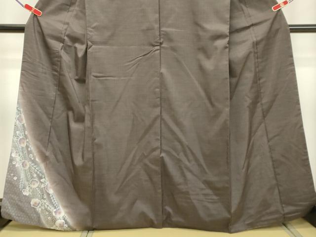 平和屋着物●訪問着 紬地 草花文 正絹 逸品 DAAS2379tw