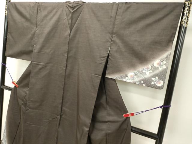 平和屋着物●訪問着 紬地 草花文 正絹 逸品 DAAS2379tw