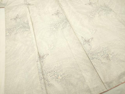 平和屋着物●本場大島紬 白大島 9マルキ 舞蝶草葉文 正絹 逸品 未使用 DAAS2380tw