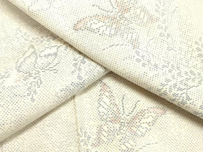 平和屋着物●本場大島紬 白大島 9マルキ 舞蝶草葉文 正絹 逸品 未使用 DAAS2380tw