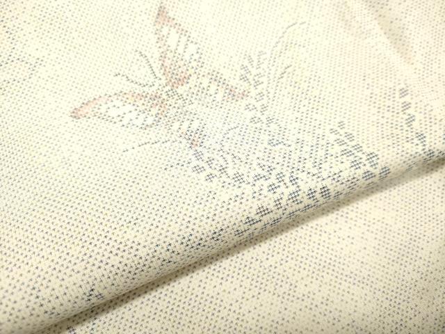 平和屋着物●本場大島紬 白大島 9マルキ 舞蝶草葉文 正絹 逸品 未使用 DAAS2380tw