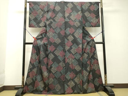 平和屋着物●本場大島紬　薔薇　バラ　正絹　逸品　DAAS2381tw