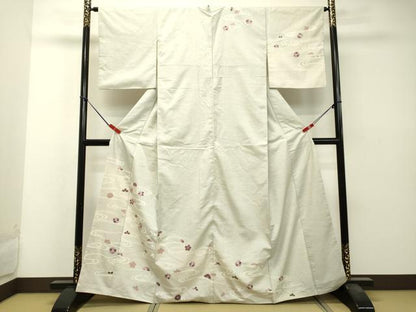 平和屋着物●訪問着 紬地 刺繍 流水舞花文 金彩 正絹 逸品 DAAS2386tw