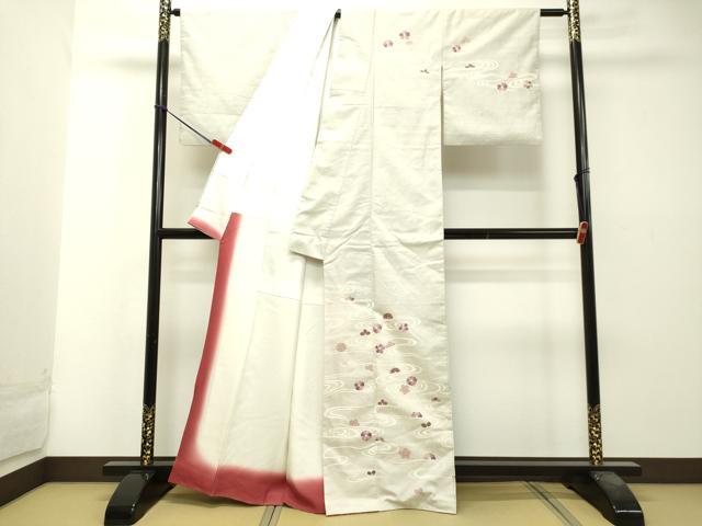 平和屋着物●訪問着 紬地 刺繍 流水舞花文 金彩 正絹 逸品 DAAS2386tw