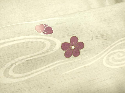 平和屋着物●訪問着 紬地 刺繍 流水舞花文 金彩 正絹 逸品 DAAS2386tw