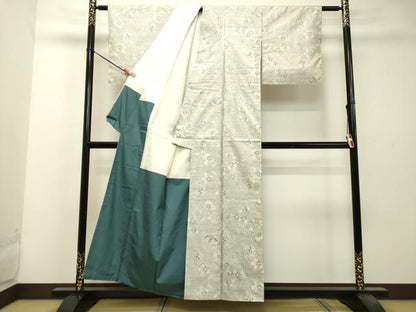 平和屋着物●本場大島紬 白大島 9マルキ 雪輪楓鼓文 正絹 逸品 DAAS2395tw