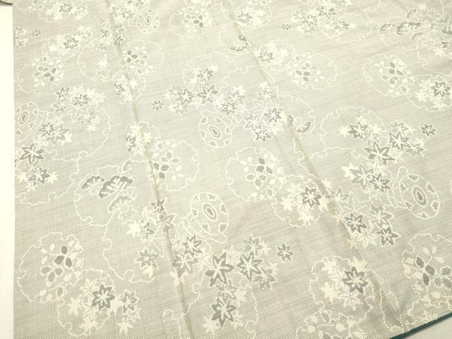 平和屋着物●本場大島紬 白大島 9マルキ 雪輪楓鼓文 正絹 逸品 DAAS2395tw
