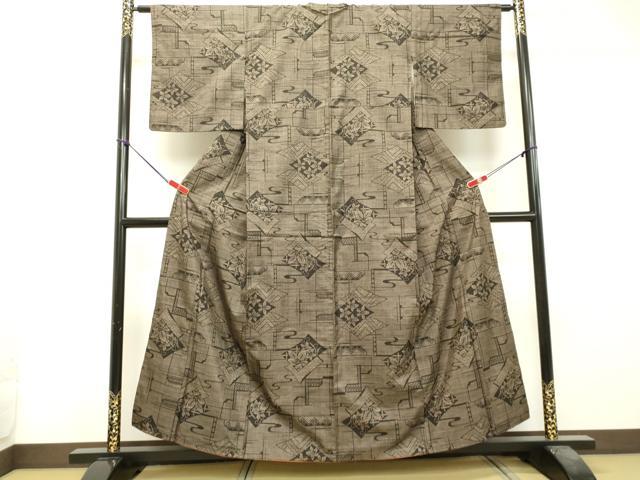 平和屋着物●本場大島紬 7マルキ 色紙重ね草花文 正絹 逸品 DAAS2405tw