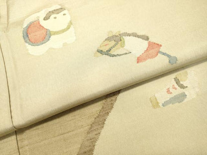 平和屋着物●訪問着 紬地 玩具文様 正絹 逸品 DAAS2413tw