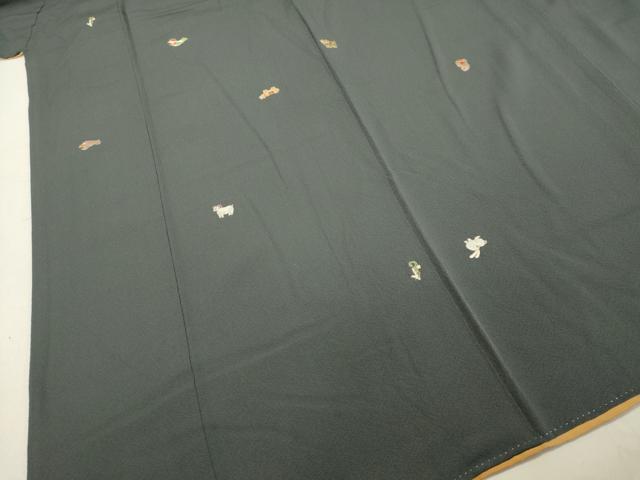 平和屋着物●上質な小紋　総刺繍　干支　金彩　正絹　逸品　DAAS2414tw