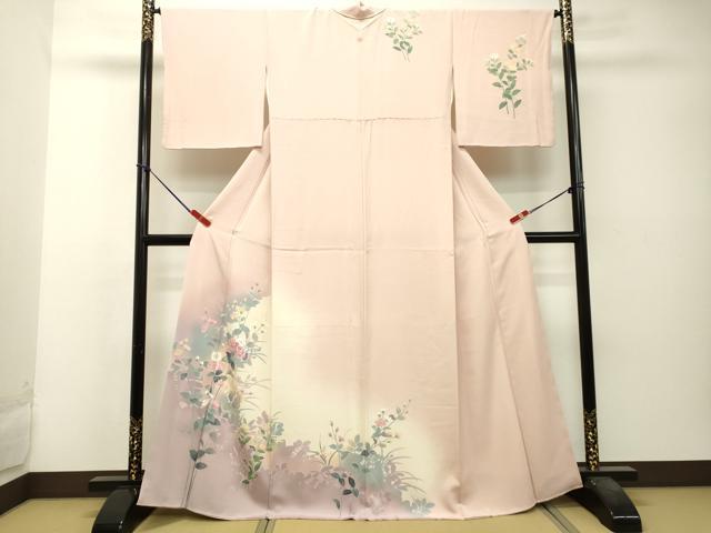 平和屋着物●訪問着 友禅 草花文 暈し染め 正絹 逸品 DAAS2430tw