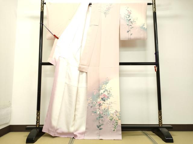 平和屋着物●訪問着 友禅 草花文 暈し染め 正絹 逸品 DAAS2430tw