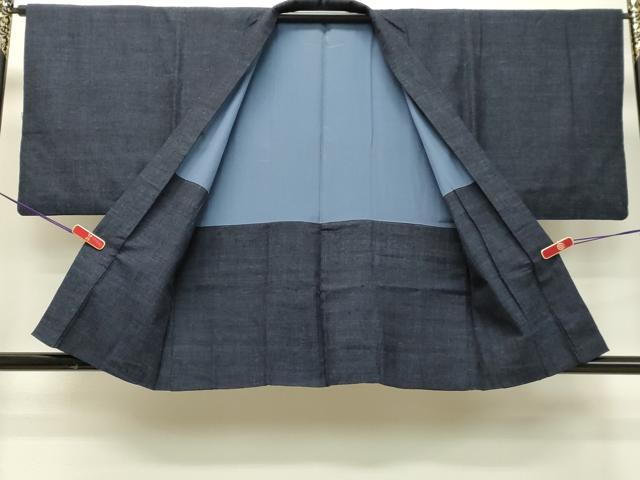 平和屋着物●男性 紬 アンサンブル ミッドナイトブルー色 正絹 逸品 DAAS2488tw