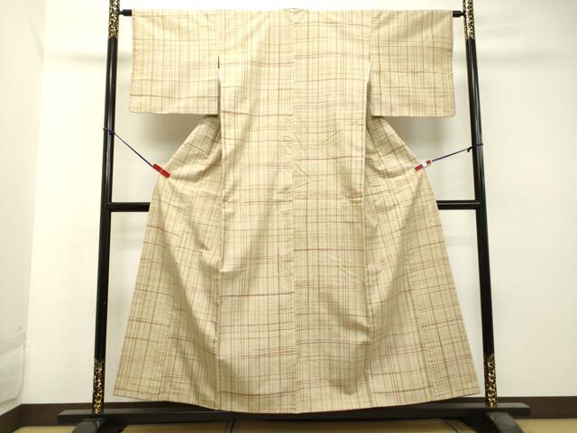 平和屋着物●上質な紬 格子 正絹 逸品 DAAS2497tw