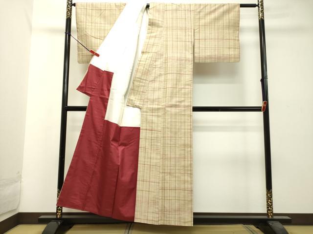 平和屋着物●上質な紬 格子 正絹 逸品 DAAS2497tw