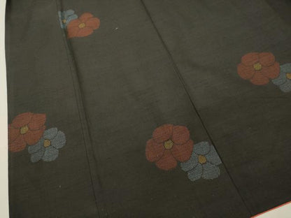 平和屋着物●塩沢紬　130亀甲　総詰め　舞花文　正絹　逸品　DAAS2501tw