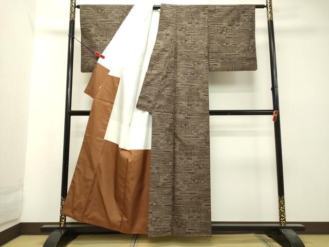 平和屋着物●結城紬 9マルキ 霞草花文 ますいわ屋扱い 正絹 逸品 DAAS2513tw