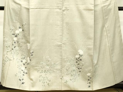 平和屋着物●訪問着　紬地　草花文　正絹　逸品　DAAS2516tw