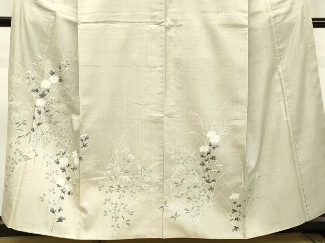 平和屋着物●訪問着　紬地　草花文　正絹　逸品　DAAS2516tw