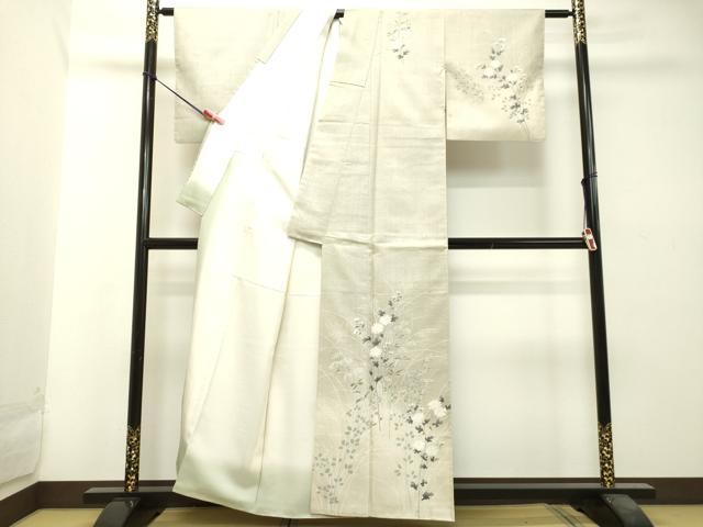 平和屋着物●訪問着　紬地　草花文　正絹　逸品　DAAS2516tw