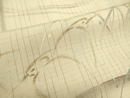 平和屋着物●訪問着　紬地　流水群れ鳥文　正絹　逸品　DAAS2517tw