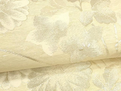 平和屋着物＊夏物 六通柄袋帯 草花文 銀糸 正絹 逸品 DAAS2532cm