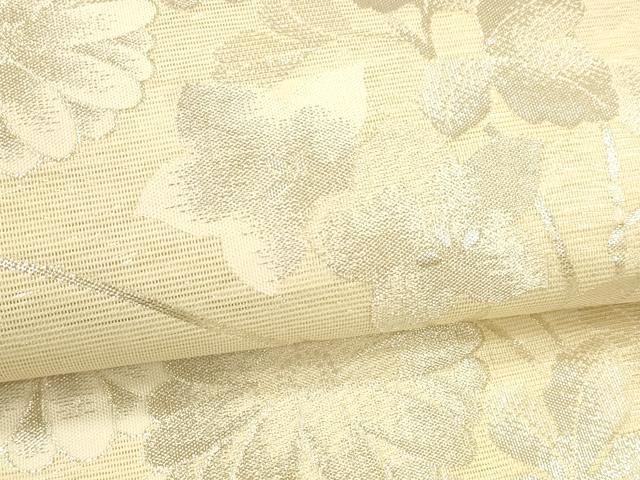 平和屋着物＊夏物 六通柄袋帯 草花文 銀糸 正絹 逸品 DAAS2532cm