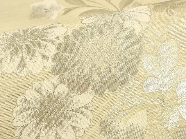 平和屋着物＊夏物 六通柄袋帯 草花文 銀糸 正絹 逸品 DAAS2532cm