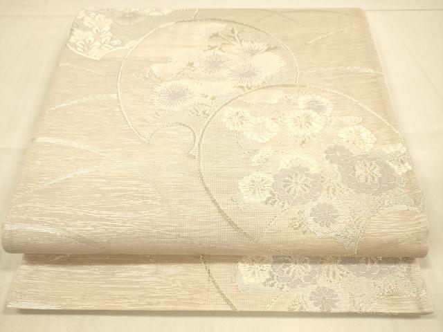 平和屋着物＊夏物 六通柄袋帯 草花文 金銀糸 正絹 逸品 DAAS2536cm