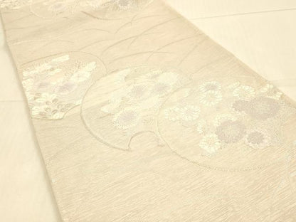 平和屋着物＊夏物 六通柄袋帯 草花文 金銀糸 正絹 逸品 DAAS2536cm