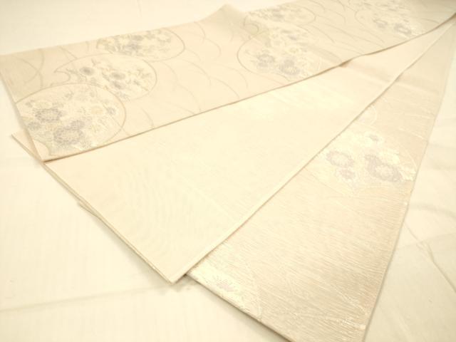 平和屋着物＊夏物 六通柄袋帯 草花文 金銀糸 正絹 逸品 DAAS2536cm