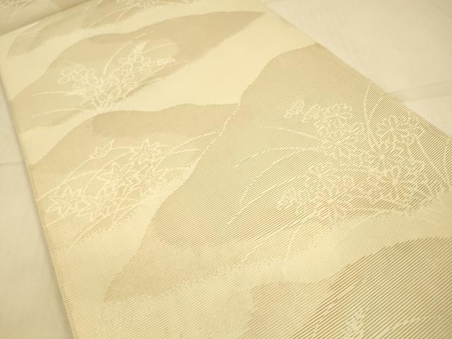 平和屋着物＊夏物 六通柄袋帯 草花文 銀糸 正絹 逸品 DAAS2539cm