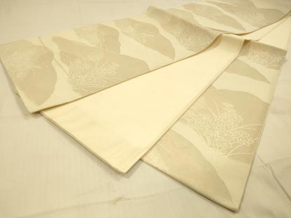 平和屋着物＊夏物 六通柄袋帯 草花文 銀糸 正絹 逸品 DAAS2539cm