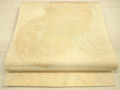 平和屋着物＊夏物 六通柄袋帯 草花文 金糸 正絹 逸品 DAAS2547cm