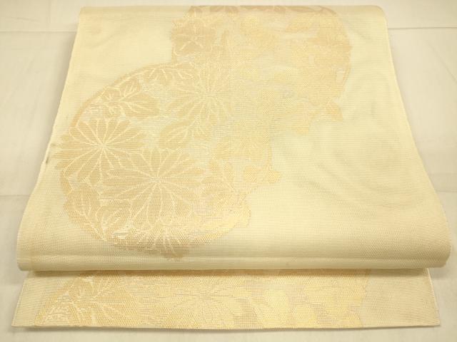 平和屋着物＊夏物 六通柄袋帯 草花文 金糸 正絹 逸品 DAAS2547cm