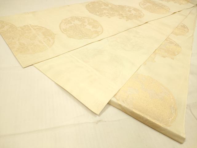 平和屋着物＊夏物 六通柄袋帯 草花文 金糸 正絹 逸品 DAAS2547cm