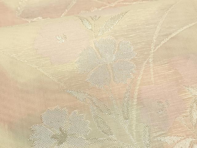 平和屋着物＊夏物 六通柄袋帯 草花文 銀糸 正絹 逸品 DAAS2550cm