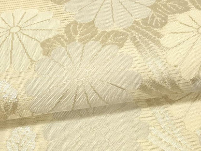 平和屋着物＊夏物 六通柄袋帯 草花文 銀糸 正絹 逸品 DAAS2555cm