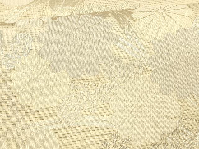 平和屋着物＊夏物 六通柄袋帯 草花文 銀糸 正絹 逸品 DAAS2555cm