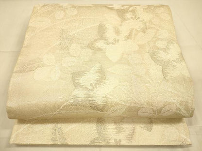 平和屋着物＊夏物 六通柄袋帯 草花文 銀糸 正絹 逸品 DAAS2556cm