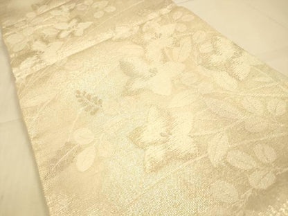 平和屋着物＊夏物 六通柄袋帯 草花文 銀糸 正絹 逸品 DAAS2556cm