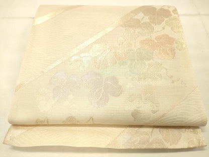 平和屋着物＊夏物　六通柄袋帯　草葉文　金糸　正絹　逸品　DAAS2592cm