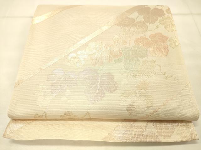 平和屋着物＊夏物　六通柄袋帯　草葉文　金糸　正絹　逸品　DAAS2592cm