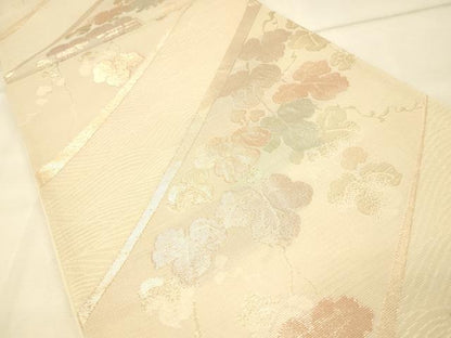平和屋着物＊夏物　六通柄袋帯　草葉文　金糸　正絹　逸品　DAAS2592cm