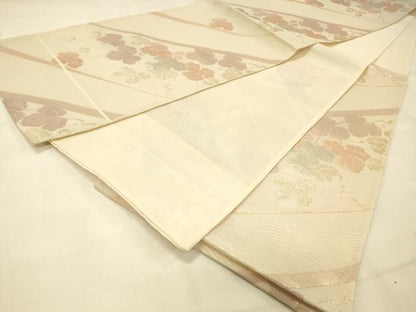 平和屋着物＊夏物　六通柄袋帯　草葉文　金糸　正絹　逸品　DAAS2592cm