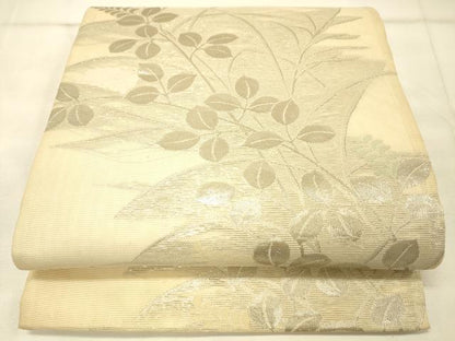 平和屋着物＊夏物 六通柄袋帯 草花文 銀糸 正絹 逸品 DAAS2601cm