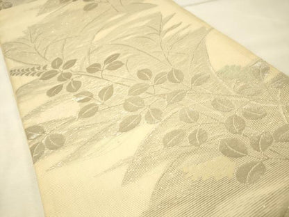 平和屋着物＊夏物 六通柄袋帯 草花文 銀糸 正絹 逸品 DAAS2601cm