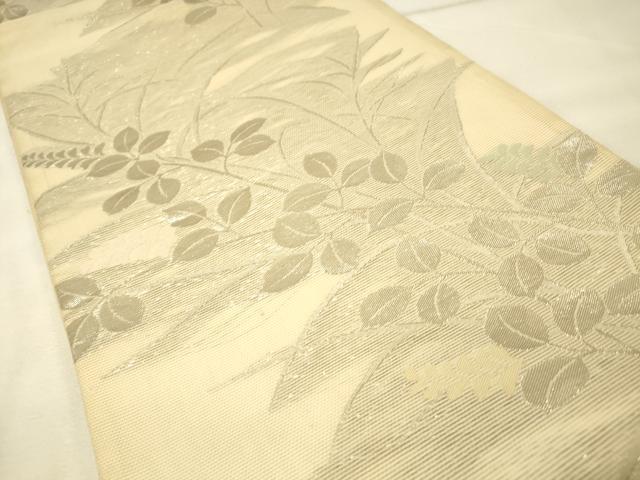 平和屋着物＊夏物 六通柄袋帯 草花文 銀糸 正絹 逸品 DAAS2601cm